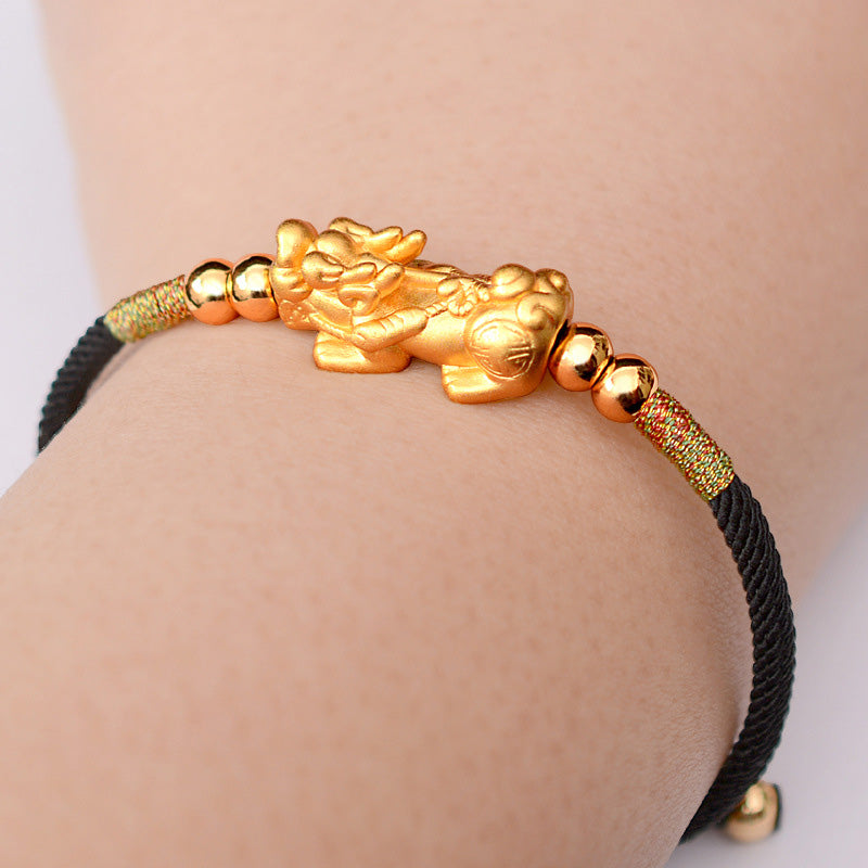 24K Gold-Plated Feng Shui PiXiu Bracelet Luck Red String Bracelet