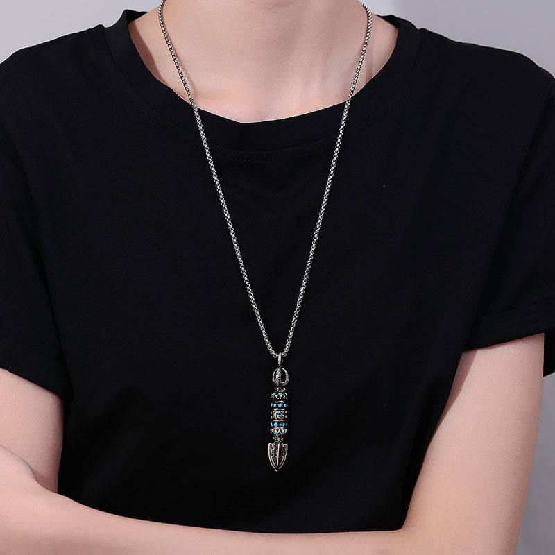 Fortune Jewel Tibetan Om Mani Padme Hum Protection Wealth Rotatable Necklace Pendant