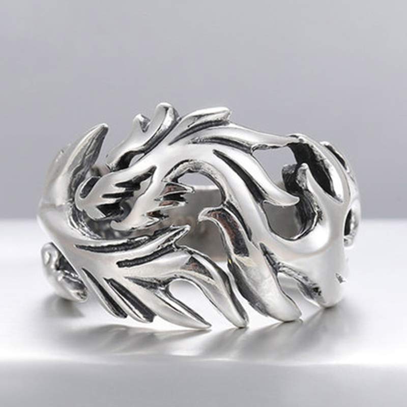 Fortune Jewel Dragon Pattern Protection Strength Adjustable Ring Fortune Jewel