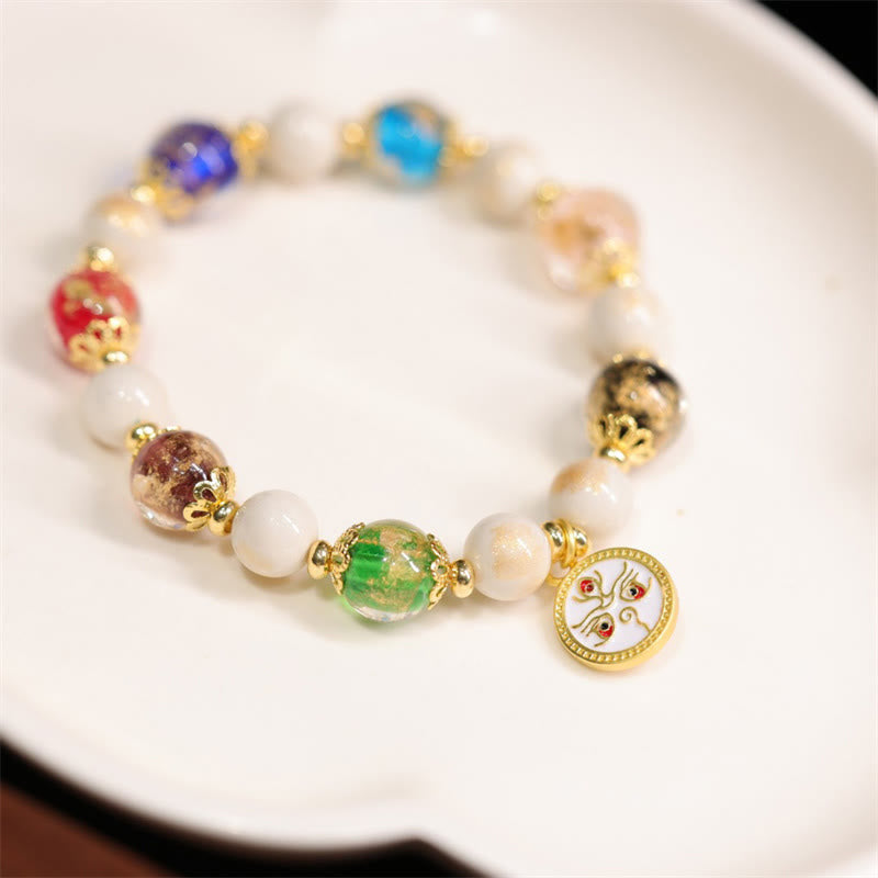 Fortune Jewel Tibetan Five God Of Wealth Fortune Liuli Glass Bead Incense Ash Porcelain Bead Charm Bracelet