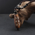 Fortune Jewel Tibet Om Mani Padme Hum Dzi Bead Avalokitesvara Pattern Wealth Necklace Pendant