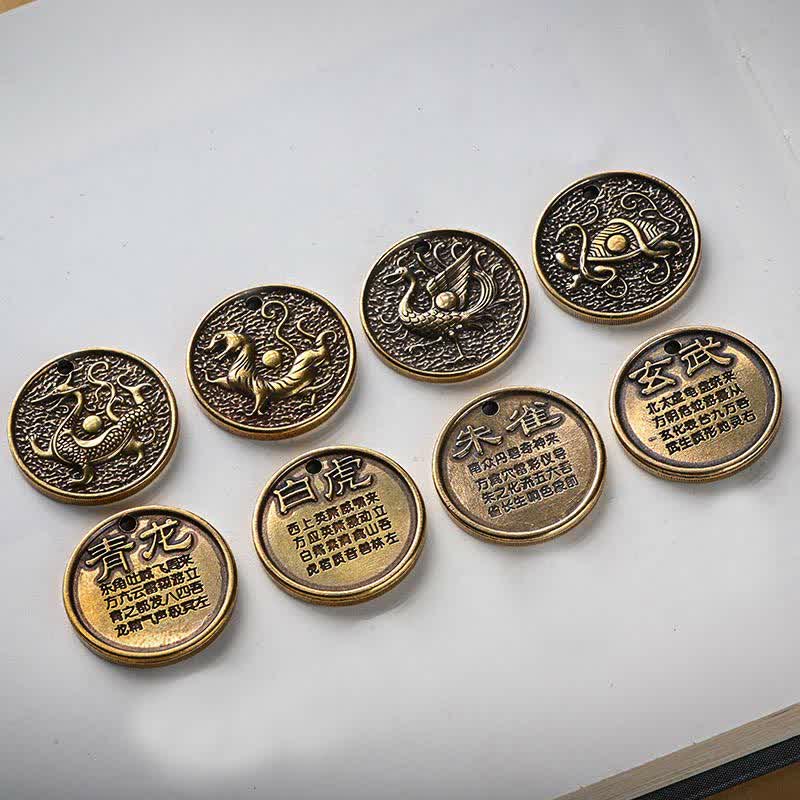 Fortune Jewel Four Symbols Azure Dragon White Tiger Vermilion Bird Black Tortoise Key Chain Fortune Jewel