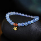 Fortune Jewel Natural Aquamarine Red Agate Healing Charm Bracelet