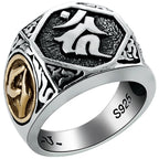 Fortune Jewel 925 Sterling Silver Sanskrit Design Carved Protection Adjustable Ring