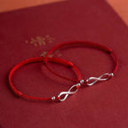 Fortune Jewel 925 Sterling Silver Endless Knot Protection Luck Red String Bracelet Anklet