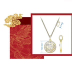 Buddha Stones 925 Sterling Silver Tridacna Stone Year of the Dragon Fu Character Luck Strength Necklace Pendant
