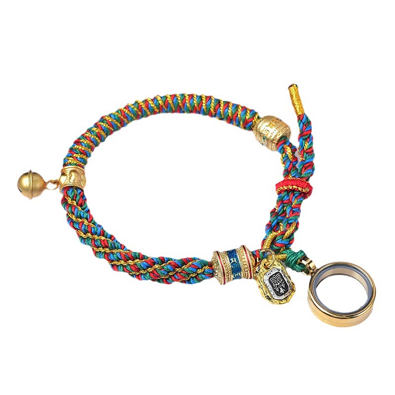 Fortune Jewel Tibetan Om Mani Padme Hum Carved Zakiram Goddess of Wealth Charm Amulet Bracelet