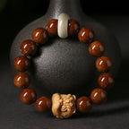 Fortune Jewel Purple Bodhi Seed Dancing Lion Wisdom Bracelet