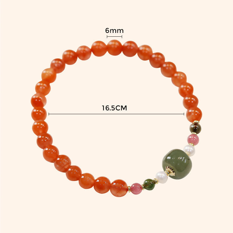 Fortune Jewel Natural Red Agate Hetian Jade Bead Confidence Calm Bracelet