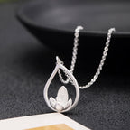 Fortune Jewel 925 Sterling Silver Lotus Flower Floral Enlightenment Necklace Pendant Fortune Jewel