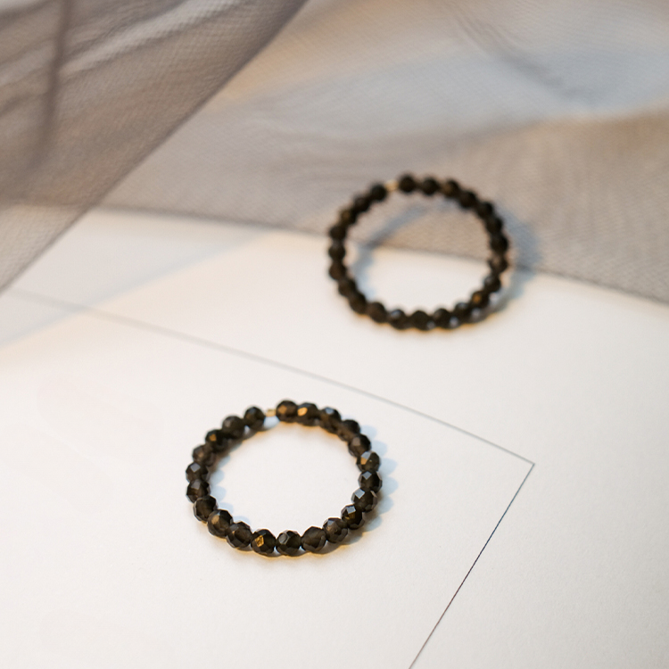 Buddha3bodhi Ultra-fine 3mm Black Obsidian Ring