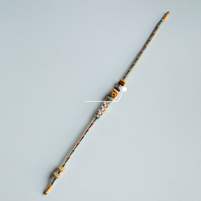 Fortune Jewel Handmade Dunhuang Color Peach Blossom Pattern Braid String Bracelet