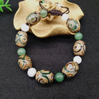 Fortune Jewel Tibetan Three-eyed Dzi Bead Luck Protection Braided Bracelet