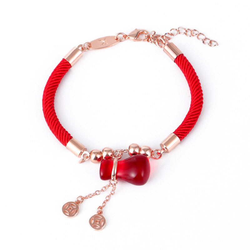 Fortune Jewel Wealth Attractor Red Agate Red Rope Bracelet