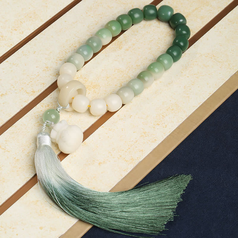 Fortune Jewel Natural Gradient Bodhi Seed Fortune Money Bag Lotus Wisdom Tassel Wrist Mala Fortune Jewel