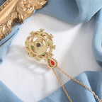 Fortune Jewel Cyan Jade Red Crystal Luck Necklace