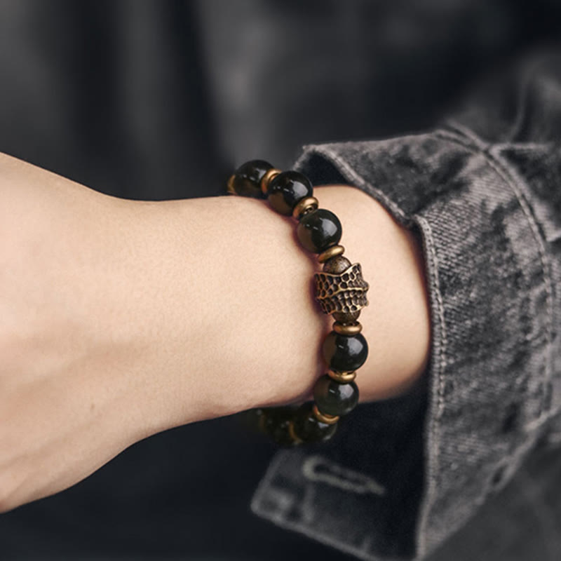 Fortune Jewel Rainbow Obsidian Copper Love Healing Bracelet