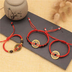 Fortune Jewel Copper Coin Fortune Red String Weave Bracelet