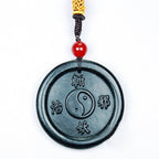 Fortune Jewel Natural Hetian Cyan Jade Yin Yang Luck Harmony Necklace Pendant Fortune Jewel
