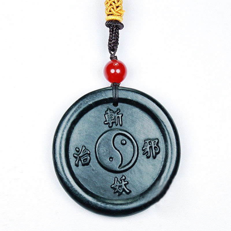 Fortune Jewel Natural Hetian Cyan Jade Yin Yang Luck Harmony Necklace Pendant Fortune Jewel