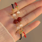 Fortune Jewel Red Agate Cat Eye Braided String Confidence Bracelet
