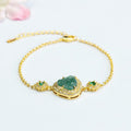 Fortune Jewel Laughing Buddha Green Jade Zircon Luck Chain Bracelet