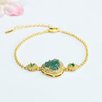 Fortune Jewel Laughing Buddha Green Jade Zircon Luck Chain Bracelet