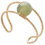 Fortune Jewel Round Jade Pearl Bead Double Layer Copper Luck Adjustable Ring