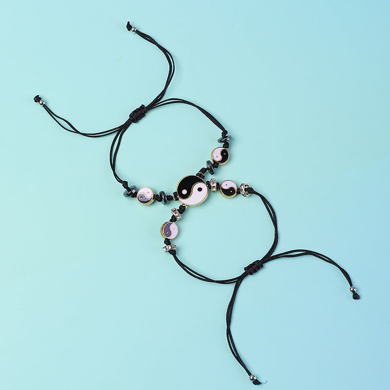Fortune Jewel 2pcs Yin Yang Hematite Couple Bracelet