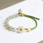 Fortune Jewel 925 Sterling Silver Natural Hetian Jade Peach Blossom Luck Bracelet