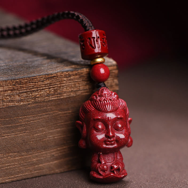 Fortune Jewel Chinese Zodiac Natal Buddha Natural Cinnabar Amulet Keep Away Evil Spirits Necklace Pendant
