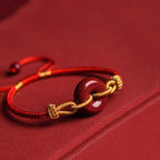 Fortune Jewel Handmade Cinnabar Peace Buckle Blessing Braided Rope Bracelet