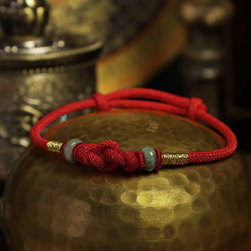 Fortune Jewel Red String Jade Luck Fortune Knot Braided Couple Bracelet