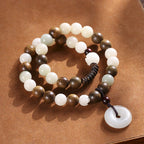 Fortune Jewel Bodhi Seed Green Sandalwood Lotus Peace Buckle Harmony Double Wrap Bracelet