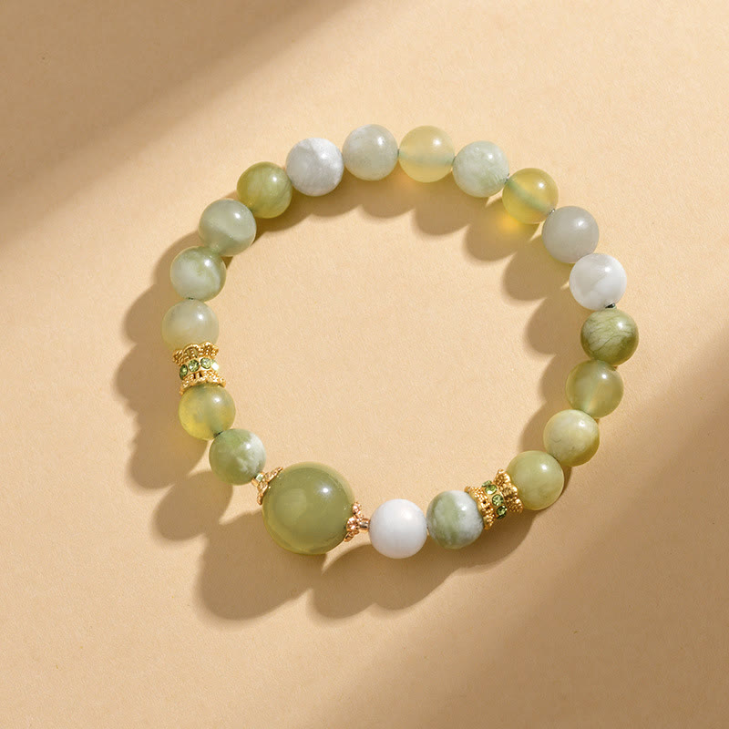 Fortune Jewel Green Grape Color Jade Abundance Bracelet