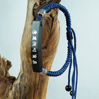 Fortune Jewel Buddhism Six True Words Wood Ebony Wood Silver Inlaid Protection Bracelet