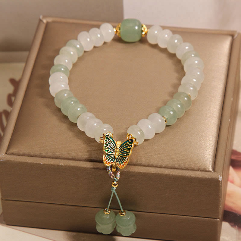 Fortune Jewel Natural Tianshan Jade Abacus Beads Butterfly Prosperity Bracelet