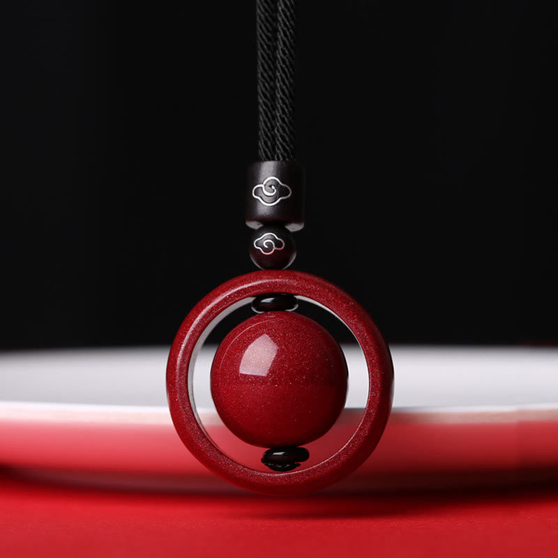 Fortune Jewel Cinnabar Om Mani Padme Hum PiXiu Blessing Lucky Bead Necklace Pendant