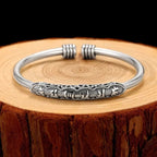 Fortune Jewel Om Mani Padme Hum Engraved Peace Cuff Bracelet Bangle