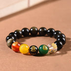 Fortune Jewel Gold Sheen Obsidian Rainbow Obsidian Black Obsidian Five Directions Gods of Wealth Bracelet