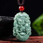 Buddha Stones Natural Jade 12 Chinese Zodiac Prosperity Necklace Pendant Fortune Jewel