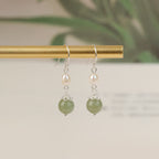 Fortune Jewel 925 Sterling Silver Natural Pearl Jade Wisdom Earrings