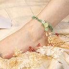 Fortune Jewel Financial Success Jade Braided Weave Prosperity Abundance Anklet