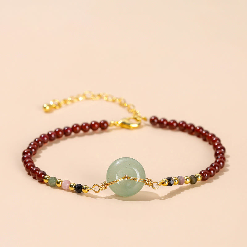 Fortune Jewel Natural Garnet Peace Buckle Bead Calm Bracelet