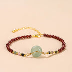 Fortune Jewel Natural Garnet Peace Buckle Bead Calm Bracelet