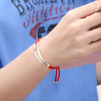 Fortune Jewel 925 Sterling Silver Red String Layered Braid Bracelet - Fortune Jewel