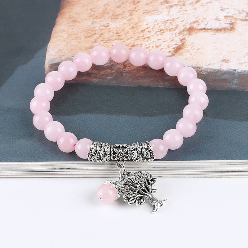 Fortune Jewel Natural Gemstone Tree of Life Lucky Charm Stretch Bracelet