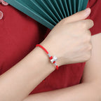 Fortune Jewel 999 Sterling Silver Chinese Zodiac Luck Strength Red String Bracelet