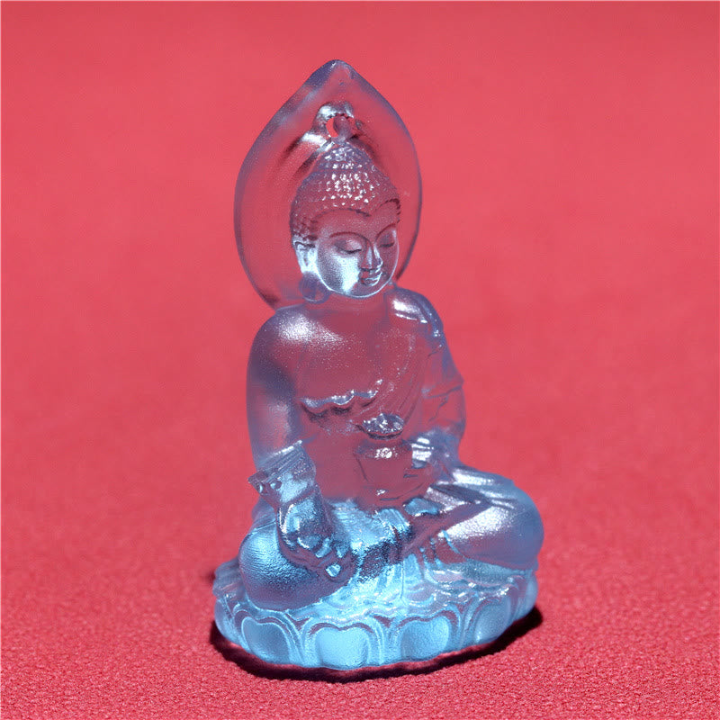 Fortune Jewel Blue Tathagata Buddha Medicine Buddha Liuli Crystal Serenity Amulet Necklace Pendant Fortune Jewel
