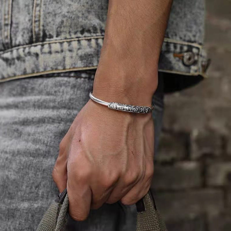 Fortune Jewel Om Mani Padme Hum Engraved Peace Cuff Bracelet Bangle